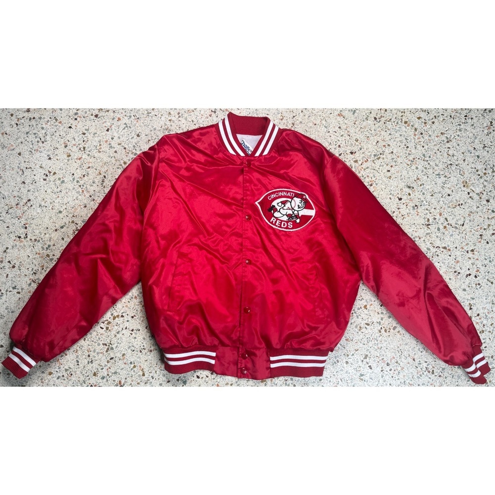 Chalk Line MLB Vtg Cincinnati Reds Mr. Red 27 Logo Satin Bomber Jacket Size M